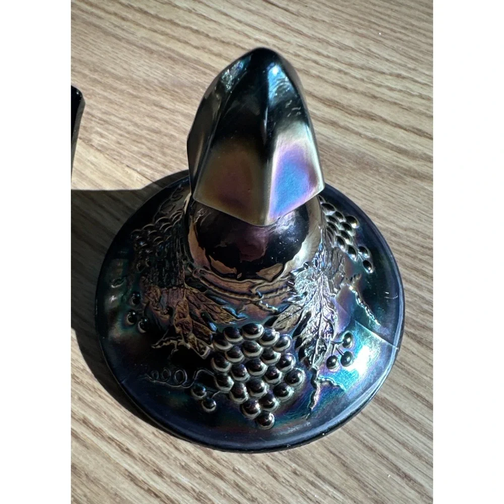Northwood‎ Amethyst Carnival Glass Sweetmeat Covered Container Grape & Cable VTG